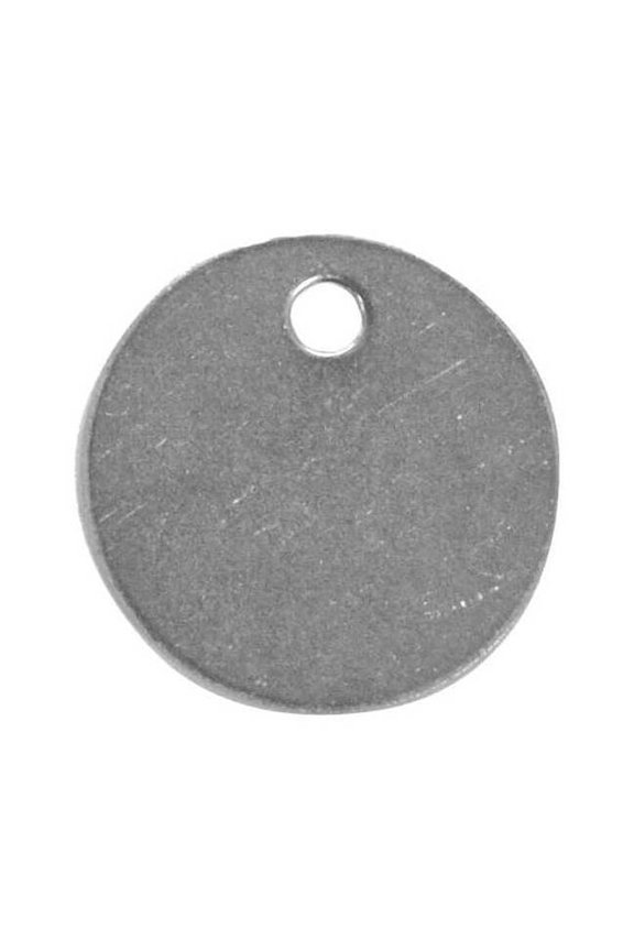 Blank Tag, Stainless Steel, 1 in H x 1 in W, 1 in Dia., Silver, Round, 50 PK