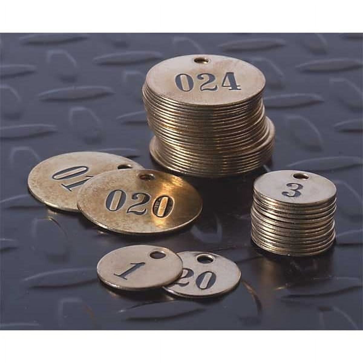 C.H. Hanson Numbered Tag,Brass,1in H,1in W,Brwn,PK25 40005