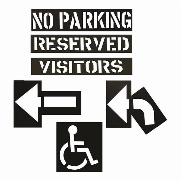 Traffic Stencil, Parking Lot Symbols, 12 in Character Height, Gothic Font, PVC, 6 Pieces