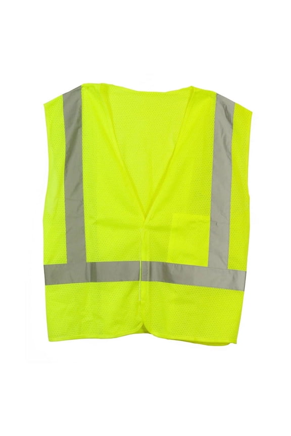 Reflective Polyester Mesh Safety Vest Hook and Loop Green One Size Fits All 1 pk