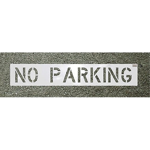 Stencil, No Parking, 12 in Character Height, Highway Gothic Font, Polyethylene, White, 1 Pieces
