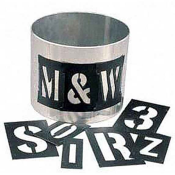 Stencil Kit, Combination Set, Letters and Numbers, 2 in Character Height, Gothic Font, PVC, Black