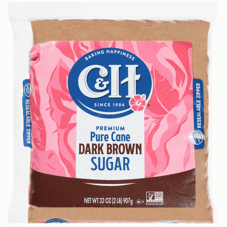C&H Pure Cane Dark Brown Sugar, 2 lb - Rich Flavor, Gluten-Free