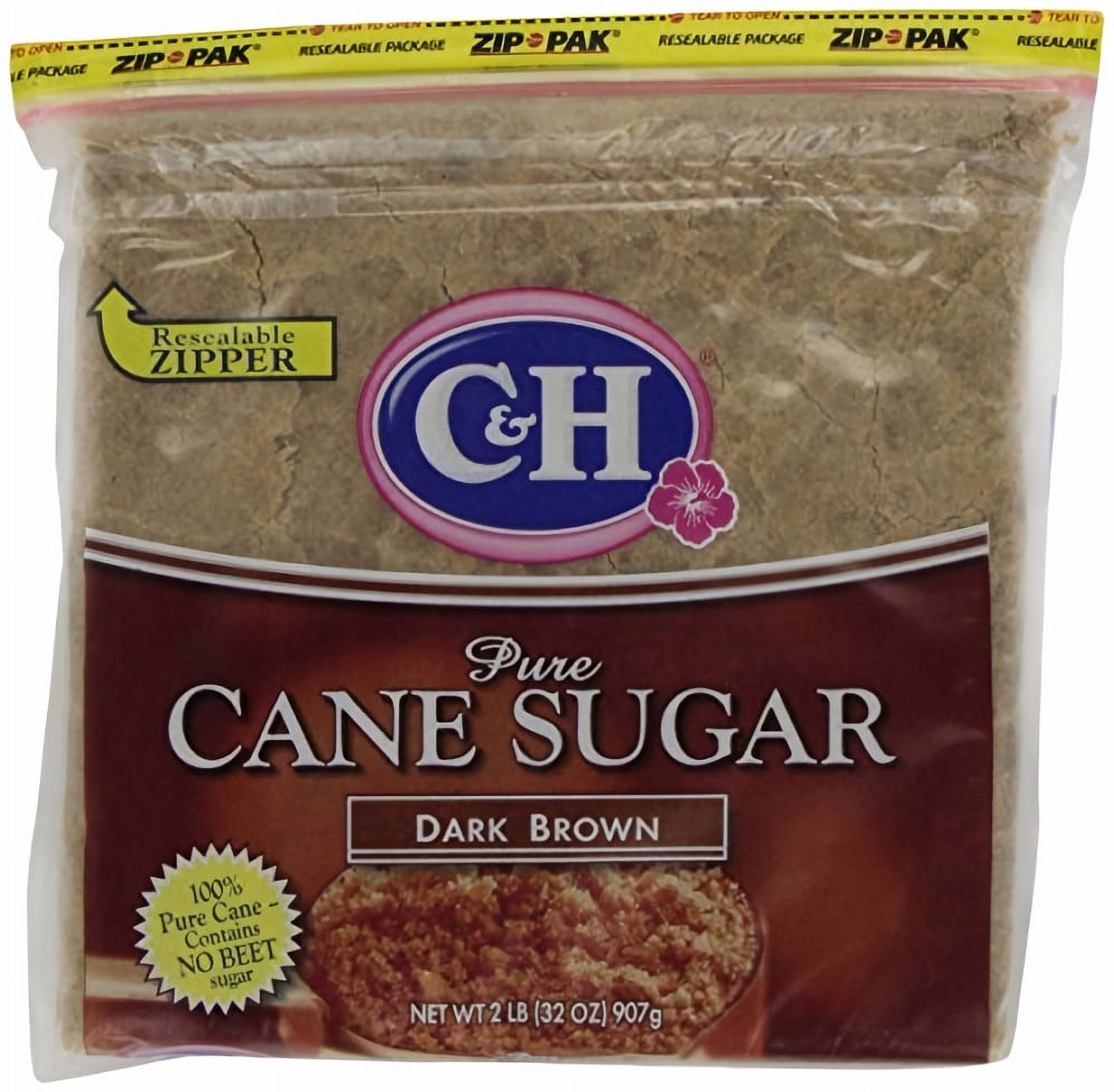 C&H Premium Pure Cane Dark Brown Sugar 2 lbs (Pack of 6)
