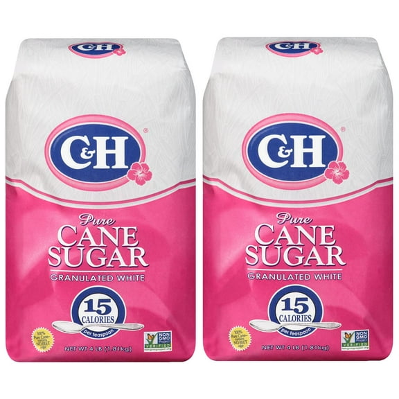 C&H Premium Pure Cane Granulated Sugar, 4 LB Bag (Pack of 2)