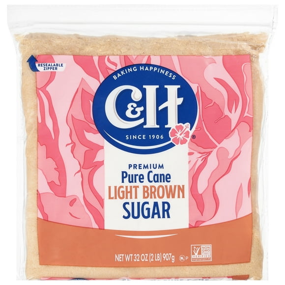 C&H Premium Pure Cane Light Brown Sugar 2 lb. Zipper-Pak