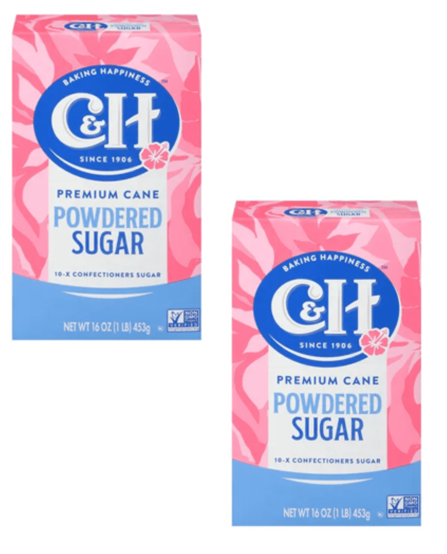 C&H Pure Cane Sugar Confectioners Powdered 1 lb Box (Pack of 2