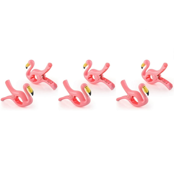C&H Solutions 3 Pairs ( 6 Ct) Flamingo Beach Towel Clips Jumbo Size for Beach Chair, Cruise Beach Patio, Pool Accessories for Chairs, Household Clip, Baby Stroller.