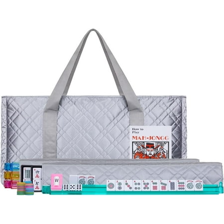 C&H Solutions American Mahjong Set,Mahjong Tiles Set,Silver PU Carrying Bag,166 Premium Tiles,4 All-in-One Rack/Pushers,Western Mahjong with English Manual(Ma Jong,Mah-Jongg, Majiang) Mah Jong.