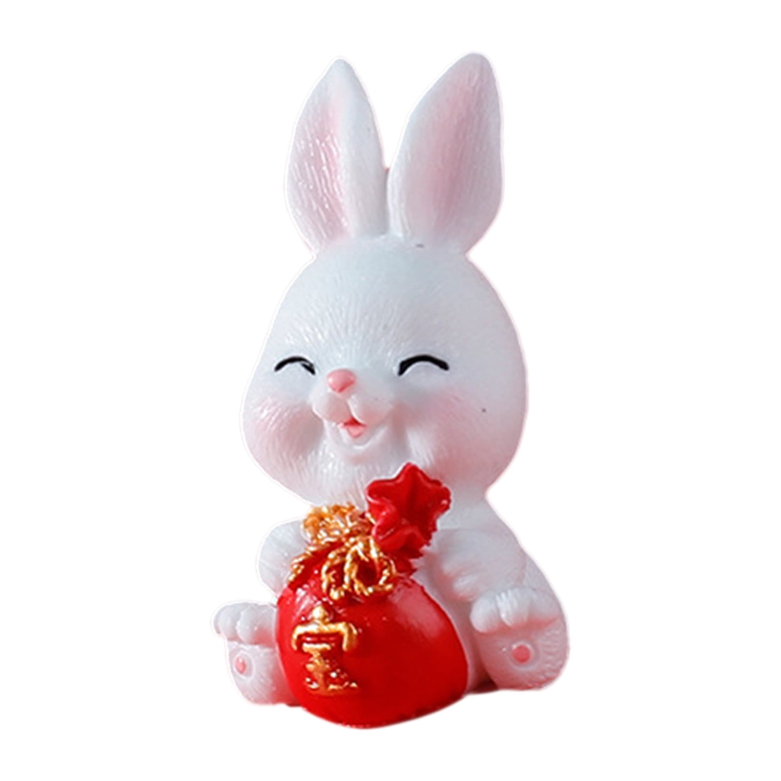 View of C Hand-Carved Resin Easter Bunny Garden Ornament With Realistic Texture ...