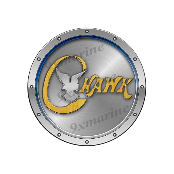 C-Hawk Boat Sticker. Brushed Metal Style - 7.5" diameter