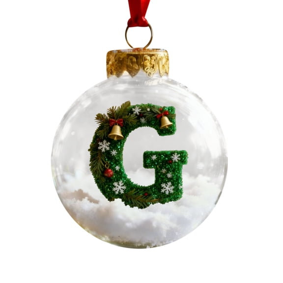 G Christmas Letter Ball Pendant Personalized Christmas Ornaments Tree Hanging Decor Plastic Decorative Ball Letter G