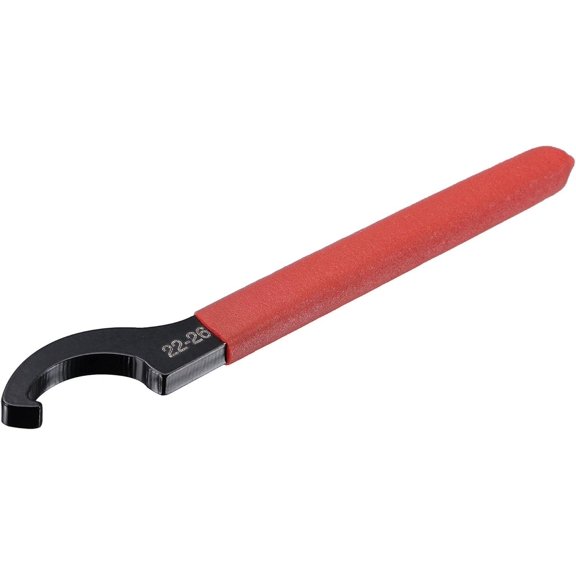 C Hook Spanner Wrench Collet Chuck for 22-26 mm Round Nut, with Red Non-Slip Handle