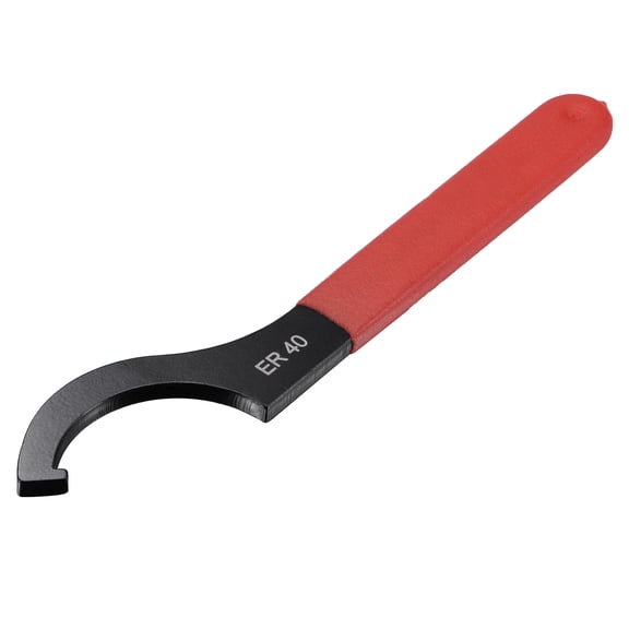 C Hook Spanner Wrench for Lathe Clamping ER40 Collet Chuck Nut w Red Non-slip Handle