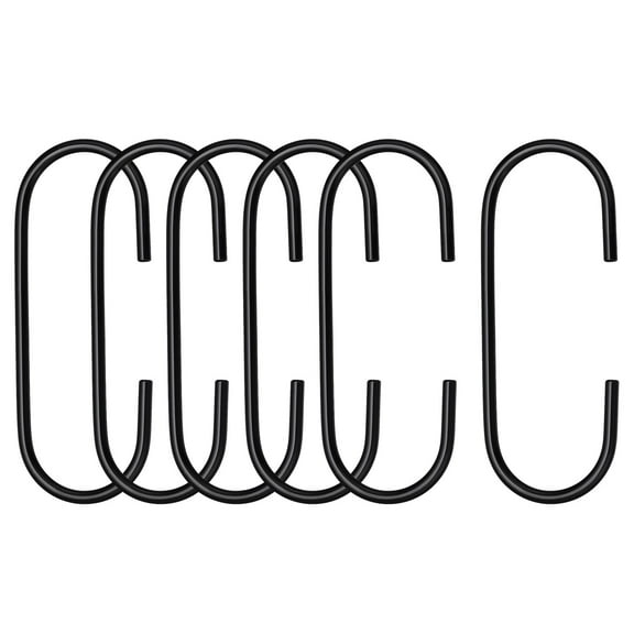 C Hooks, 6Pack 5.7'' - Aluminum Alloy C-Shaped Hanger Hook, C Hooks for Hanging Clothes Towels Shoe Scarf (Black)