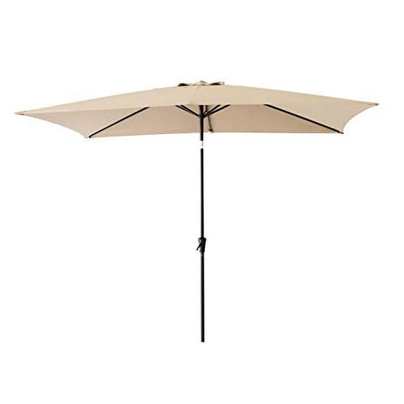 C-Hopetree Rectangular Outdoor Patio Market Table Umbrella with Tilt 6.5 x 10 ft, Beige