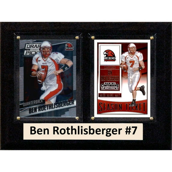 C & I Collectables 68BENRCO 6 x 8 in. Ben Roethlisberger NCAA Miami Red Hawks Two Card Plaque