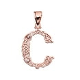 thumbnail image 1 of C" INITIAL IN CELTIC KNOT PATTERN ROSE GOLD PENDANT NECKLACE WITH DIAMOND, 1 of 1