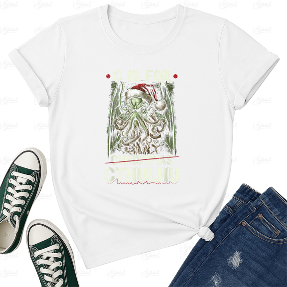 C Is for Christmas Mythical Creature Fun Style Unisex T-Shirt up to size 5XL