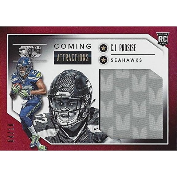C.J. PROSISE 2016 Panini Gala Football COMING ATTRACTIONS (Game-Used Jersey) JUMBO PATCH Seattle Seahawks Rare Parallel NFL Collectible Trading Card (#04 of 10)