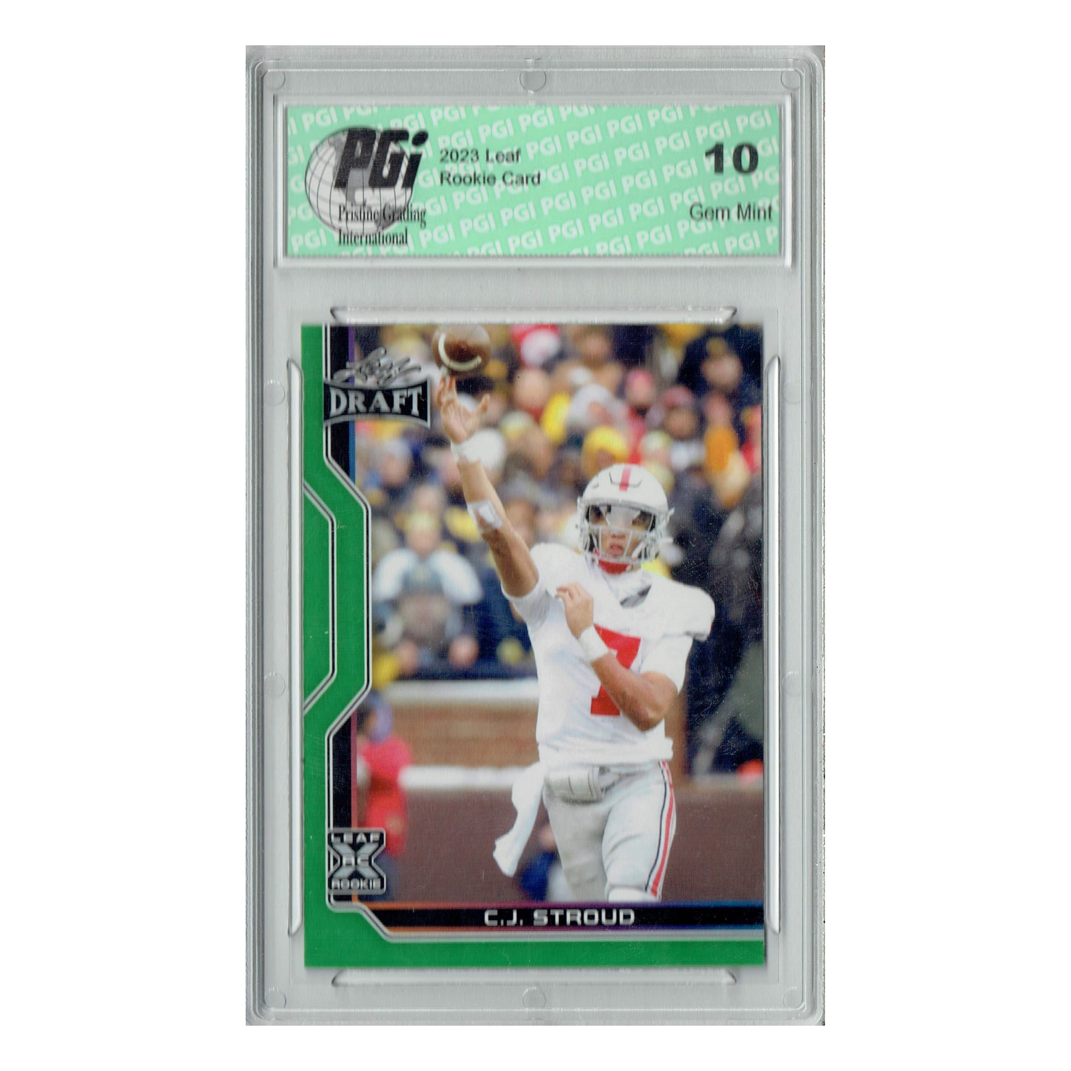 C.J. Stroud 2023 Leaf Football #B1-6 Green SP Special Edition Rookie Card PGI 10 Houston Texans