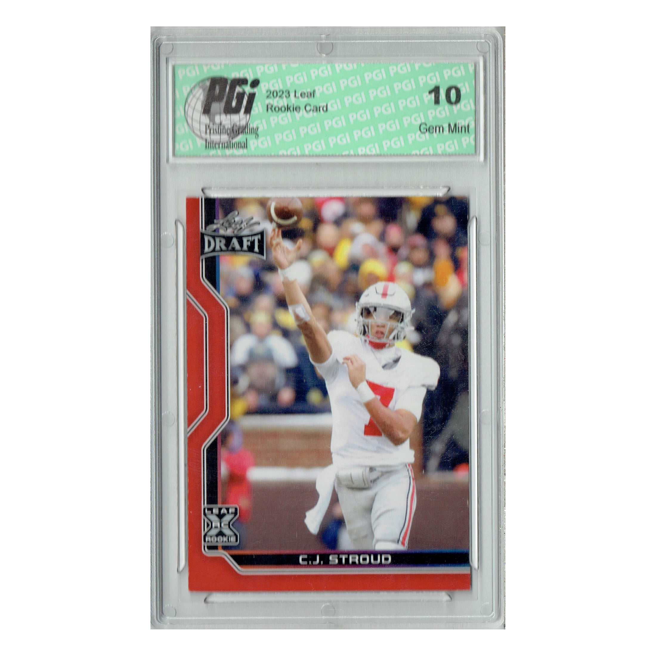 C.J. Stroud 2023 Leaf Football #B1-6 Red SP Special Edition Rookie Card PGI 10