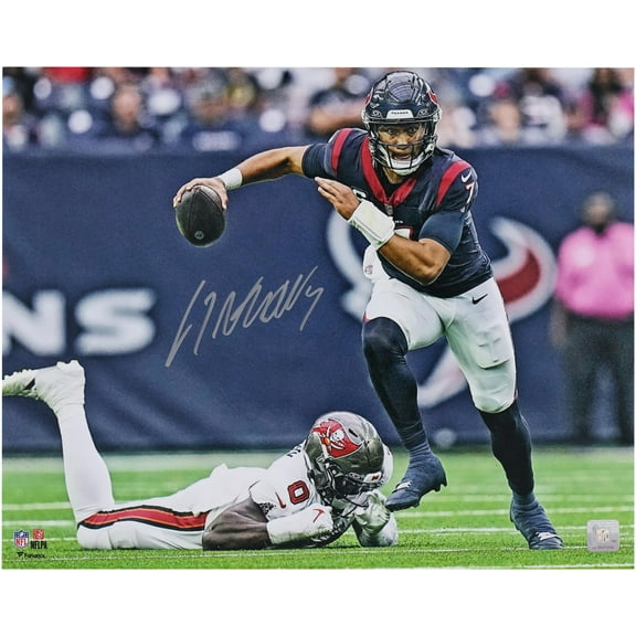 C.J. Stroud Houston Texans Autographed 16" x 20" Escape from Pocket Photograph - Fanatics Authentic Certified