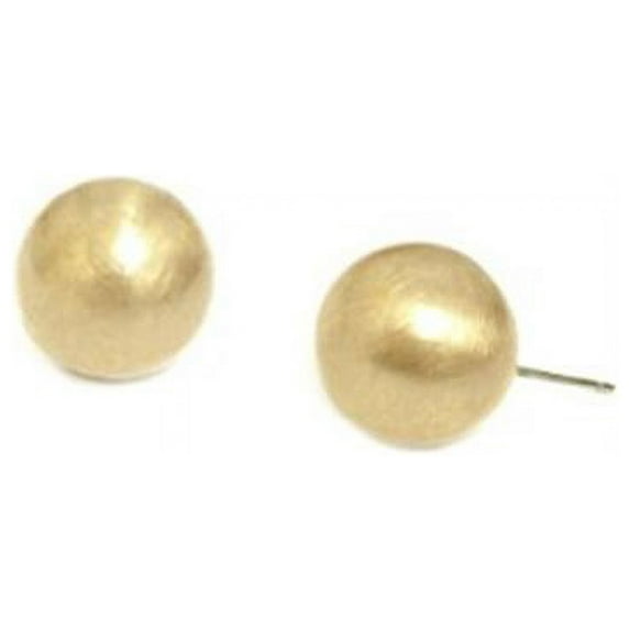 C Jewelry 12 mm. Brushed Matt Gold Round Ball Stud Earrings