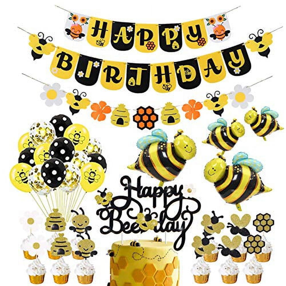  158 PCs Bee Party Decorations, Hombae Happy Bee Day Themed  Birthday Party Decorations Backdrop Balloon Garland Banner Tablecloth Cake  Cupcake Toppers Cutout Honey Bumble Bee Yellow Black : Toys & Games