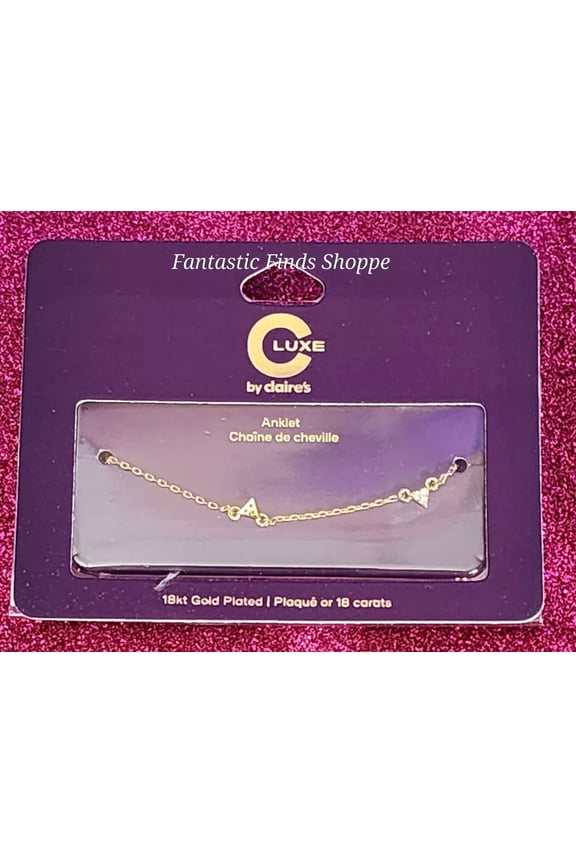 C. LUXE by Claire's 18k Yellow Gold Plated Beaded Chain Anklet