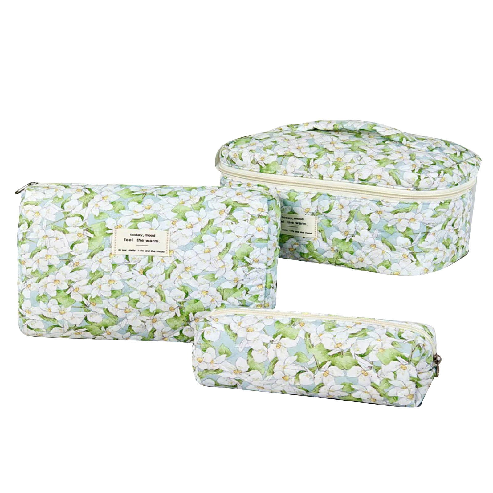 C Large Capacity Quilted Portable Floral Cosmetic Bag Toiletry Storage ...