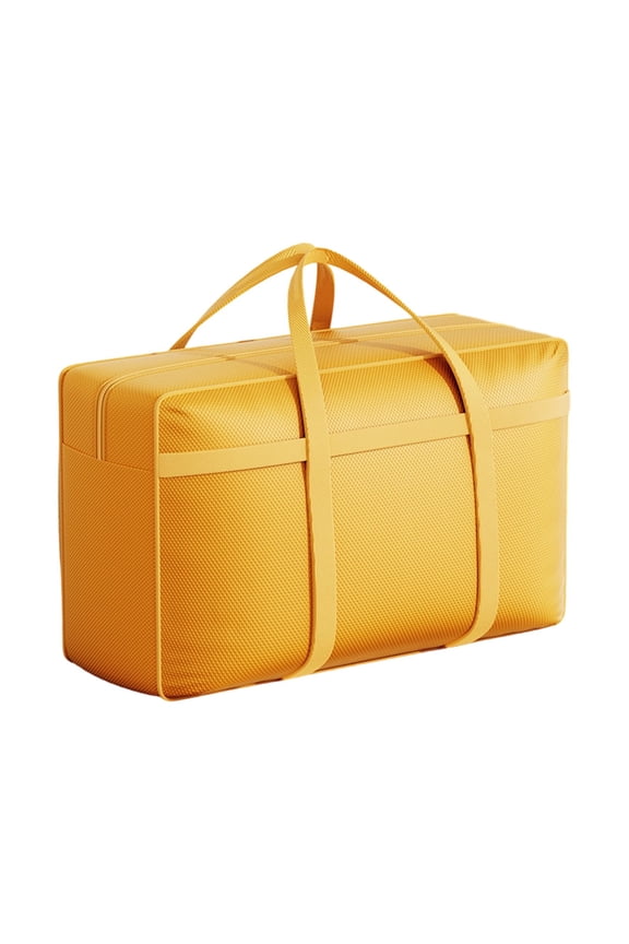 C Large Capacity Yellow Clothing Storage Bag Waterproof Travel Moving Tote For Quilt Blanket Home Organization Dorm Plastic 39.37X22.83X11.81 Inch