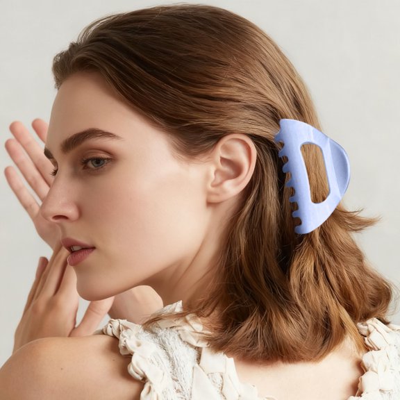 The C Law Barrettes for Thick and Long Hair Soft Flexible Cozy Hairpins with Strong Hold and No Grip Lightweight Daily Wear Accessories for Frizzy Heavy Hair,3.54*1.97 inch,Blue