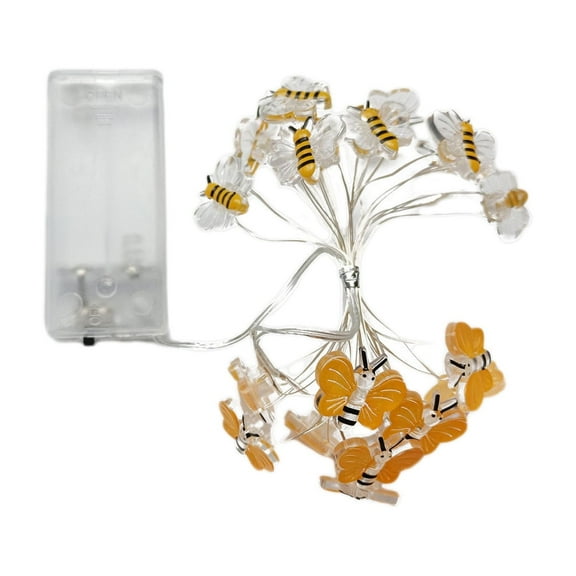 C Led Bee String Lights Battery Powered Copper Wire Holiday Decoration Light For Party Wedding Christmas Indoor Outdoor Decor 2 Meter 20 Led 0.08Lb
