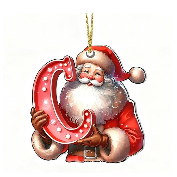C Letter C Christmas Flat 2D Ornament For Tree And Car Hanging Decorative Holiday Accent Festive Alphabet Decor For Home Christmas Tree