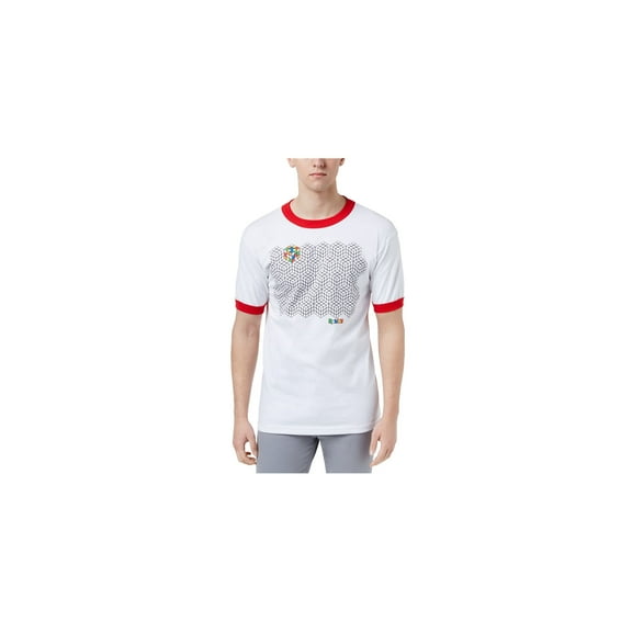 C-Life Mens Rubik'S Cube Ringer Graphic T-Shirt, White, XX-Large