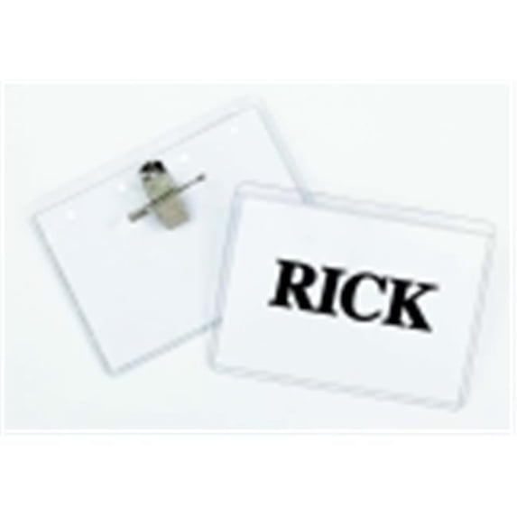 Times Up 4 x 3 in. Pin And Clip Combo Top Loading Name Badge Kit With Inkjet Printable Insert, Polypropylene, Clear, Pack - 50