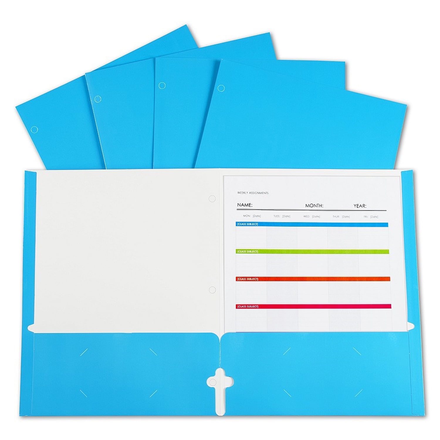 C-Line 2-Pocket Laminated Paper Portfolios with 3-Hole Punch, Blue, Box of 25