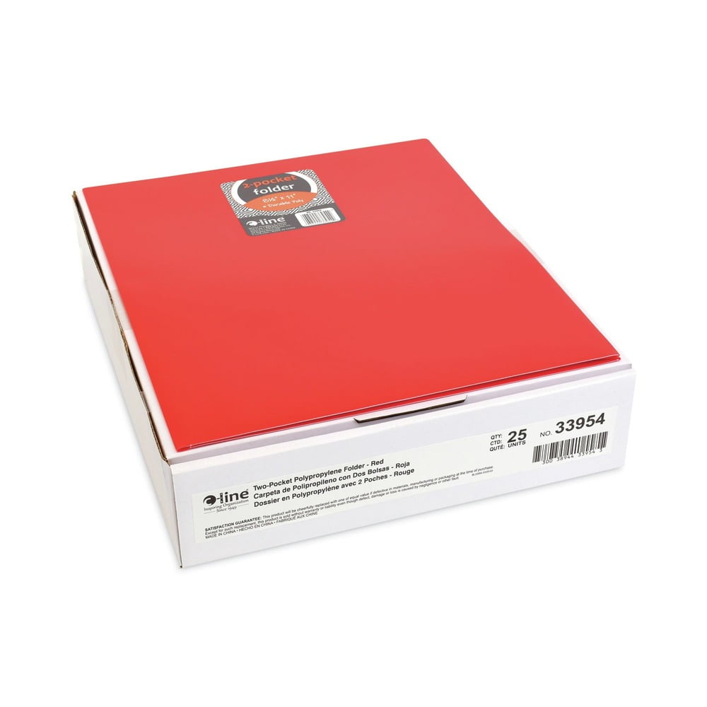 11 in. x 8.5 in. 2-Pocket Heavyweight Poly Portfolio Folder - Red (25/Box)