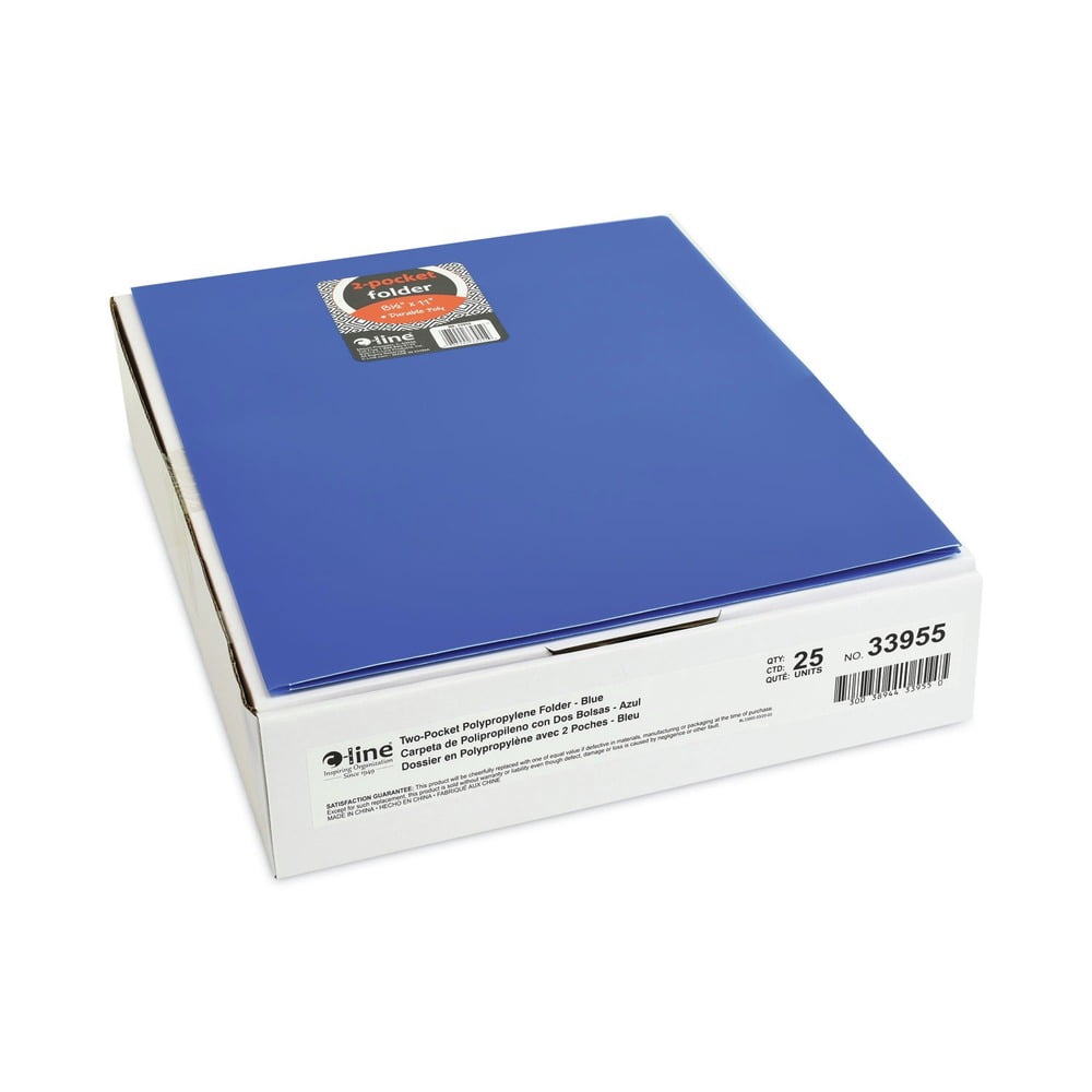 C-Line 33955 11 in. x 8.5 in. Two-Pocket Heavyweight Poly Portfolio Folder - Blue (25/Box)