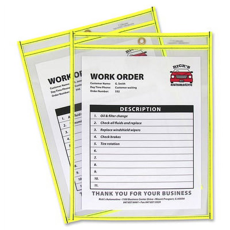 C-Line Neon Shop Ticket Holders, Stitched - Yellow, Both Sides Clear, 9 x 12, 15EA/BX, 43916 C-Line Neon Shop Ticket Holders, Stitched - Yellow, Both Sides Clear, 9 x 12, 15EA/BX, 43916