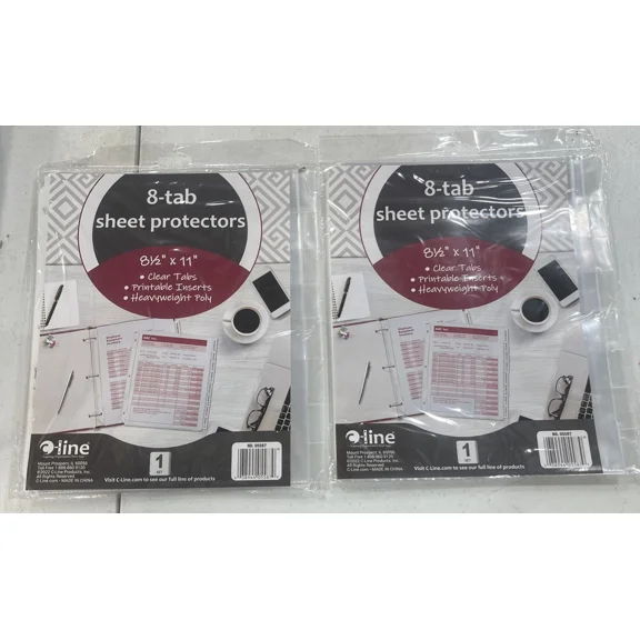 C-Line 8-Tab Sheet Protectors 8 1/2 X 11 (2 Pack)