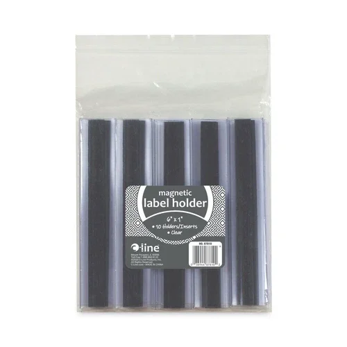 C-Line 87810 6 In. X 1 In. Side Load Clear Magnetic Label Holders (10/Pack) New