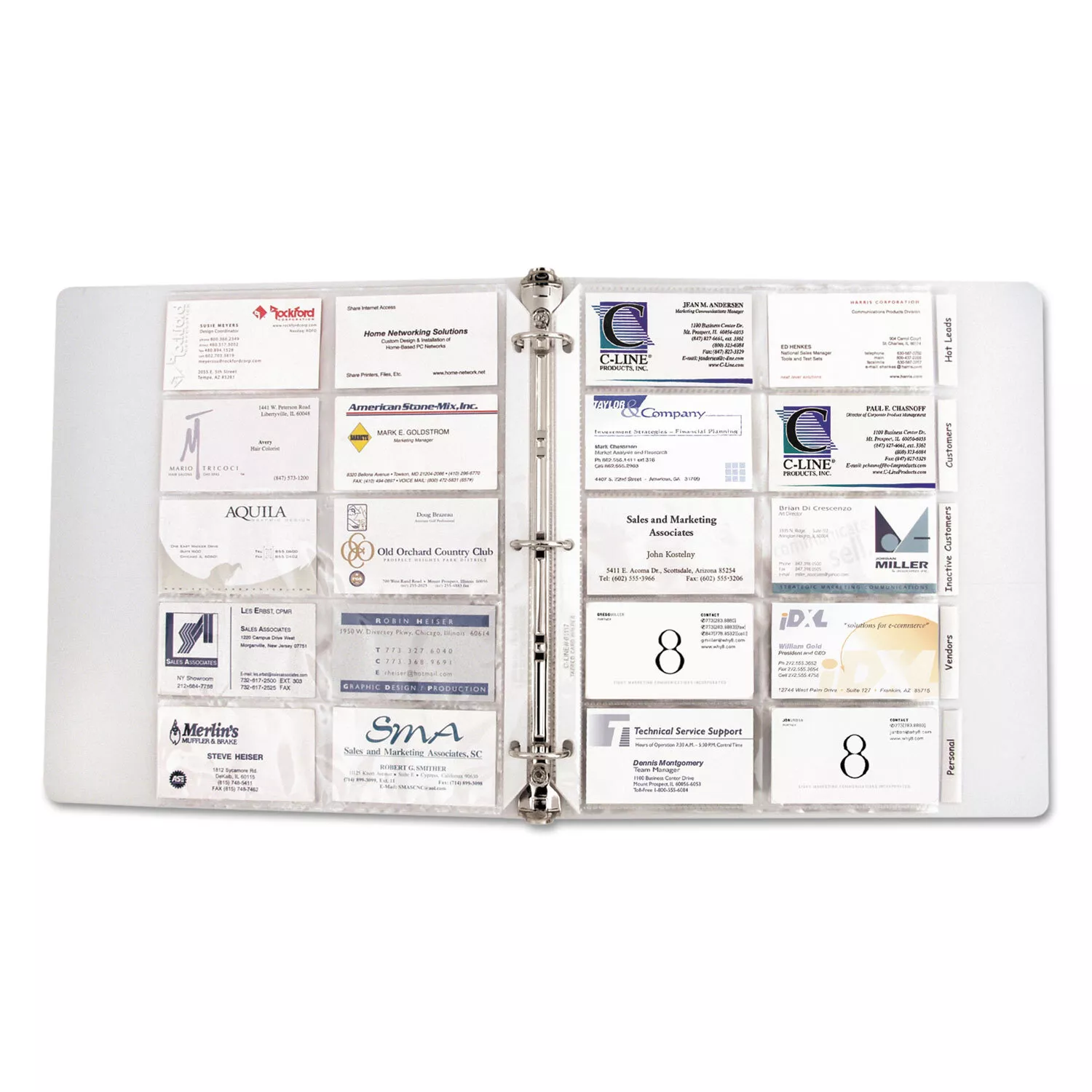 C-Line Business Card Binder Pages Holds 20 Cards 8 1/8 X 11 1/4 Clear 10/Pack