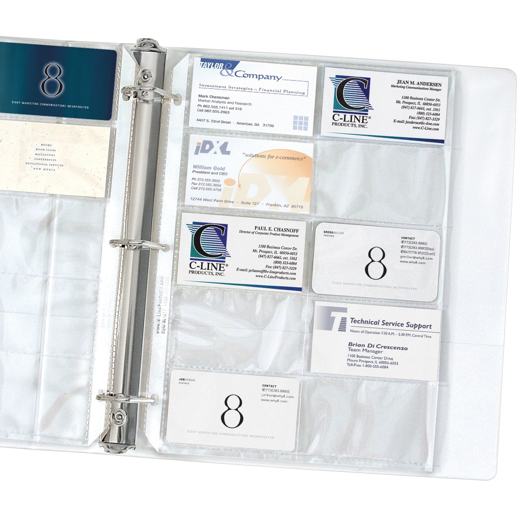 CLine Business Card Binder Pages, Holds 20 Cards, 8 1/8 x 11 1/4