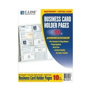 C-Line Business Card Binder Pages, Holds 20 Cards, 8 1/8 x 11 1/4, Clear, 10/Pack