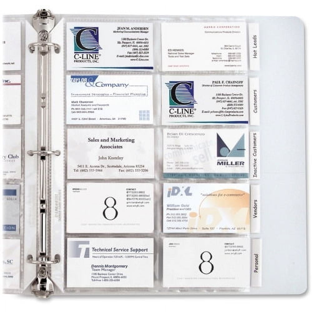 C-Line Business Card Holder Pages, Poly with Tabs/Inserts, 20 Cards/Page,  11 x 9 Inches, 5 Sets of 5 Pages (61117-5)