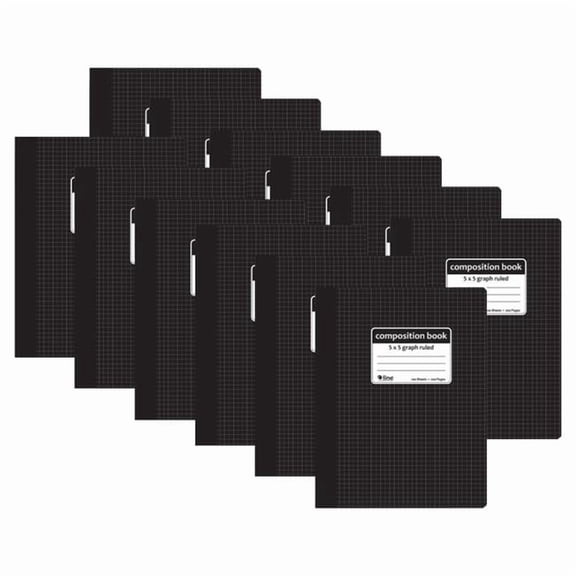 C-Line CLI22301-12 5 x 5 in. Graph Ruled Composition Notebook, Black, Pack of 12
