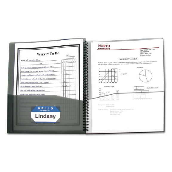 C-Line, CLI33081, 8-Pocket Spiral-bound Poly Portfolio, 1 Each, Smoke,Clear