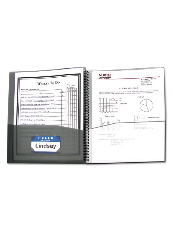 , CLI33081, 8-Pocket Spiral-bound Poly Portfolio, 1 Each, Smoke,Clear